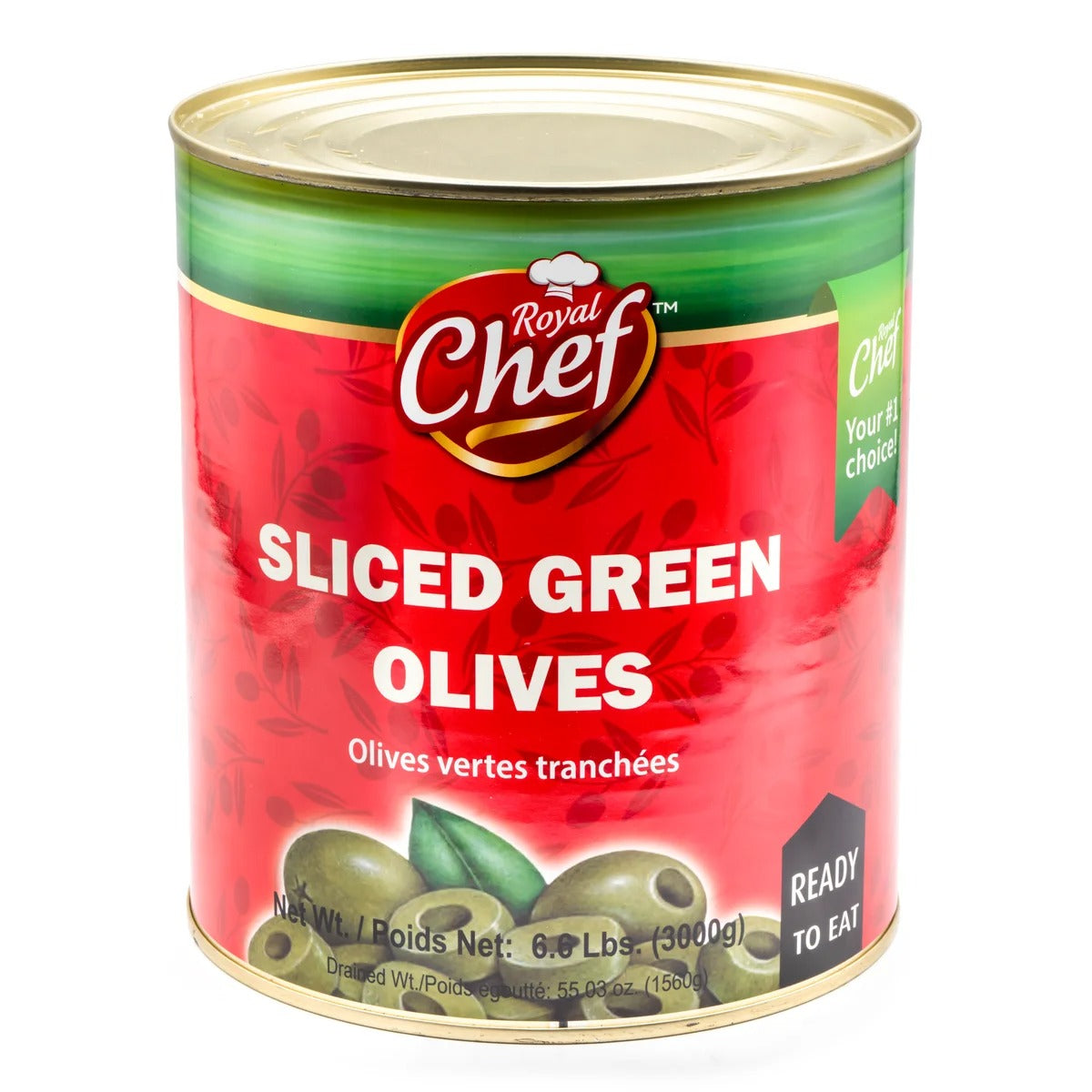 Royal Chef- Sliced Green Olives  6lb