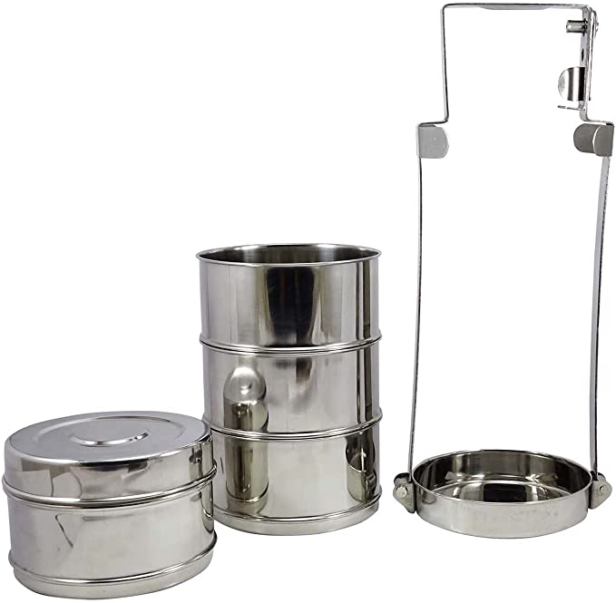 4 Tier Stainless Steel Lunch Box Tiffin Carrier Set -