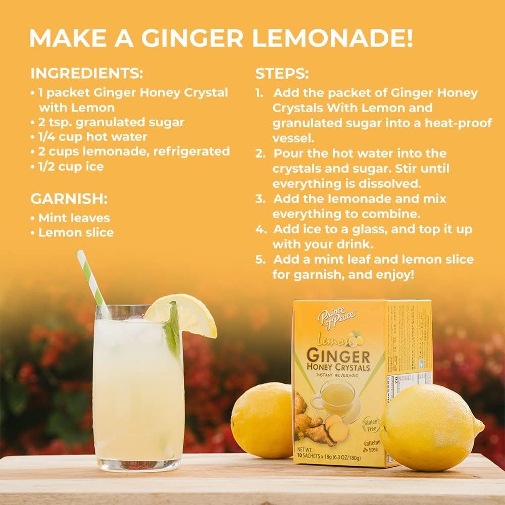 Ginger & Lemon Honey Crystals (18G X 10 Pack) - Grocery