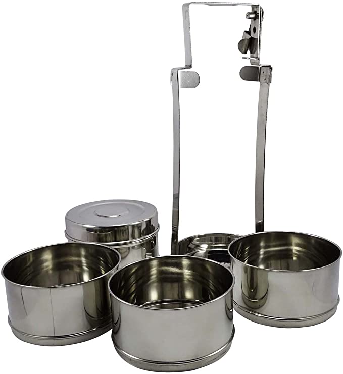 4 Tier Stainless Steel Lunch Box Tiffin Carrier Set -