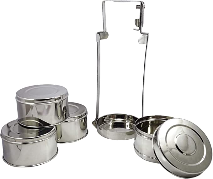 4 Tier Stainless Steel Lunch Box Tiffin Carrier Set -