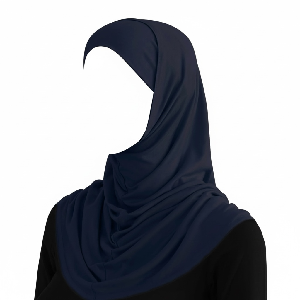 2 pc Cotton Hijab Navy- حجاب قطعتين كحلي قطن