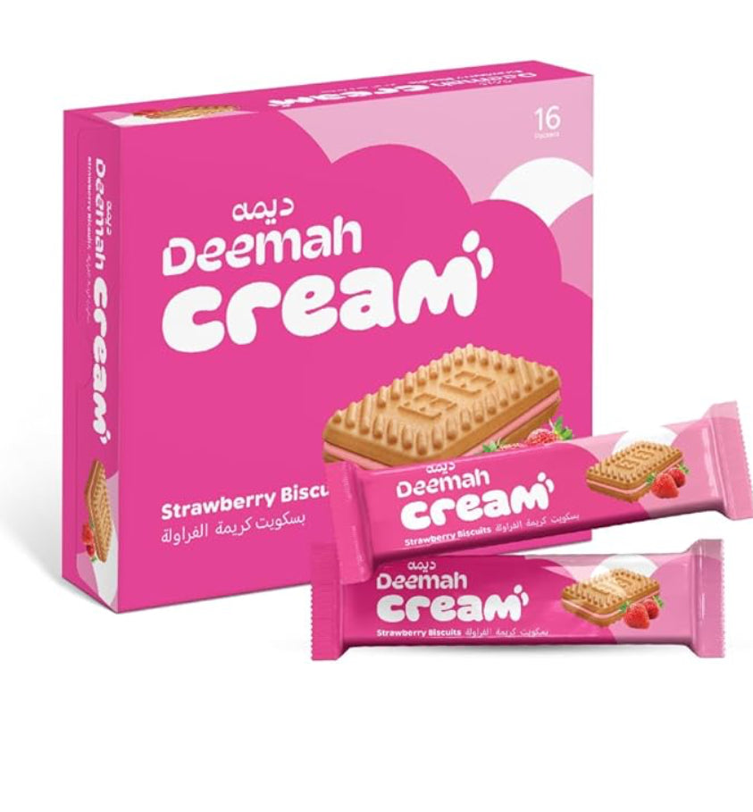Deemah strawberry biscuits 12pk- بسكويت كريمة الفراولة