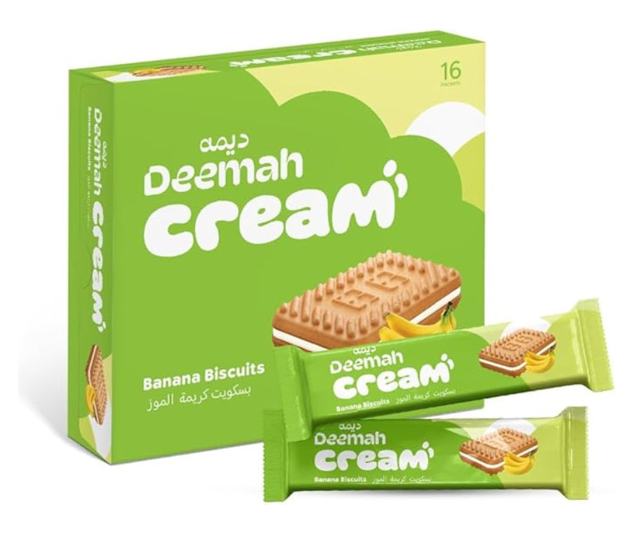 Deemah Banana biscuits 12pk- بسكويت كريمة بالموز