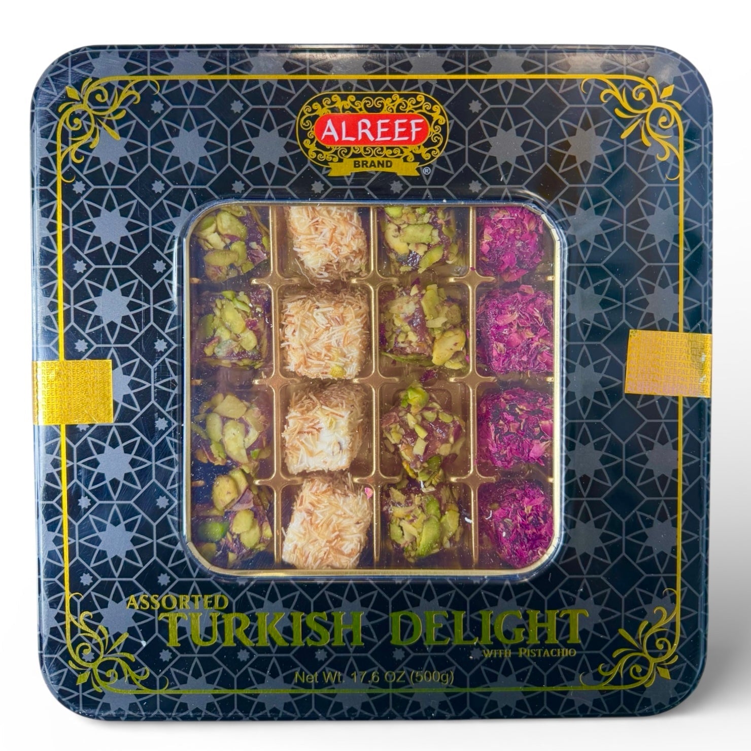 Alreef Turkish Delight with pistachio  - 500 gm -    حلاوة تركية بالفستق