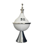 White with silver fancy mabkhara   AK909 -   مبخرة فاخره أبيض مع فضي