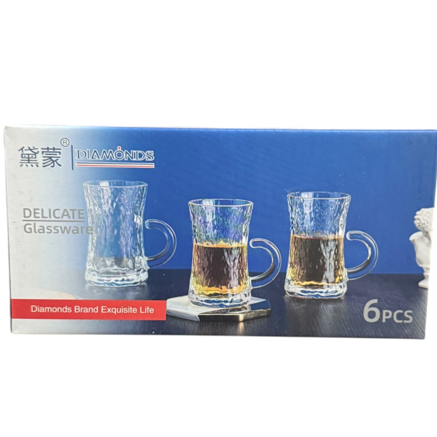 Tea Glass Cups - Set of 6 pcs -  طقم كاسات شاي زجاج