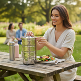4 Tier Stainless Steel Lunch Box Tiffin Carrier Set - حافظة طعام ستيل أربع طبفات جودة عالية