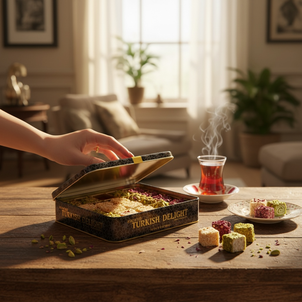 Alreef Turkish Delight with pistachio  - 500 gm -    حلاوة تركية بالفستق