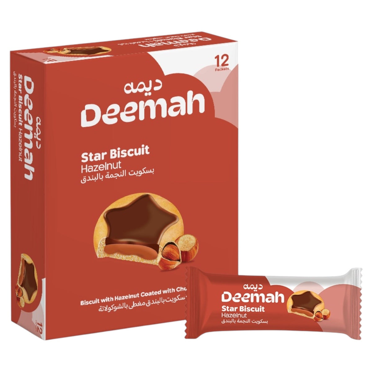 Deemah Star Biscuit Hazelnut 12 pcs  - بسكويت النجمه بالبندق