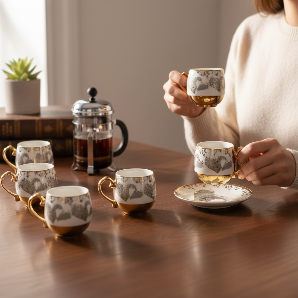 Turkish Coffee Cups Set 6 pcs  - طقم فناجين قهوة تركية