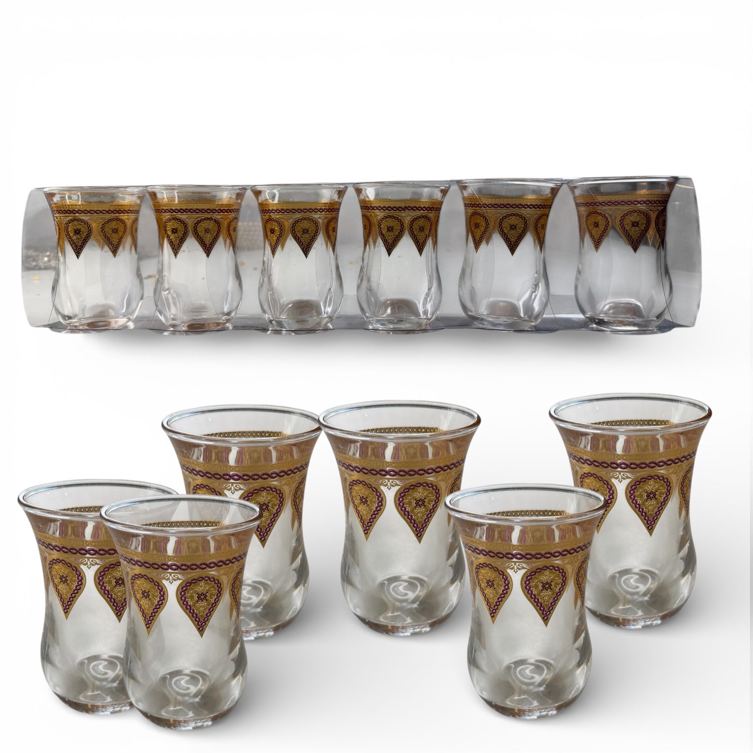 Tea Glass Cups - Set of 6 pcs -  طقم كاسات شاي زجاج