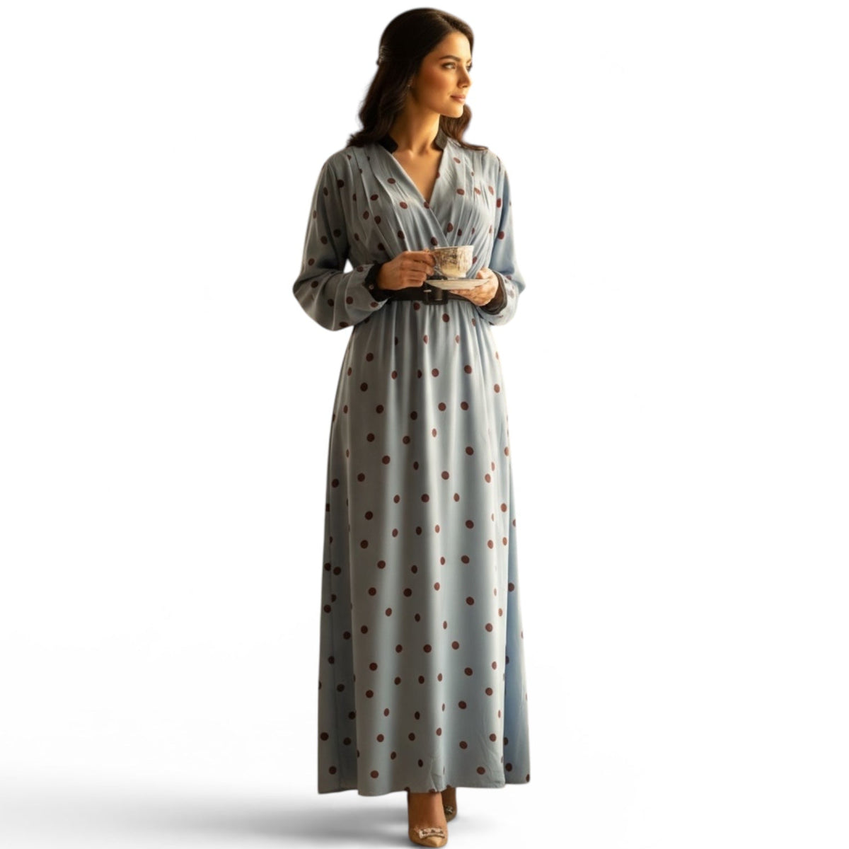 Belt Dot  Turkish Dress RA1319- فستان تركي بحزام منقط