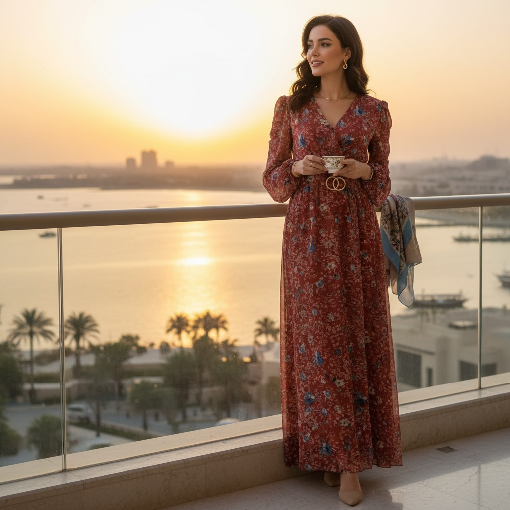 Patterned Turkish Dress RA1323 - فستان تركي منقوش