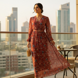 Patterned Turkish Dress RA1323 - فستان تركي منقوش