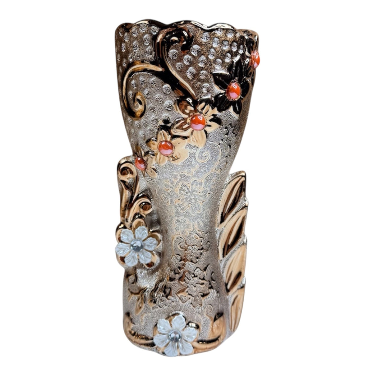 Antique Silver with Gold Accents fancy mabkhara    - مبخرة فاخره لون فضة عتيقة مع لمسات ذهبية