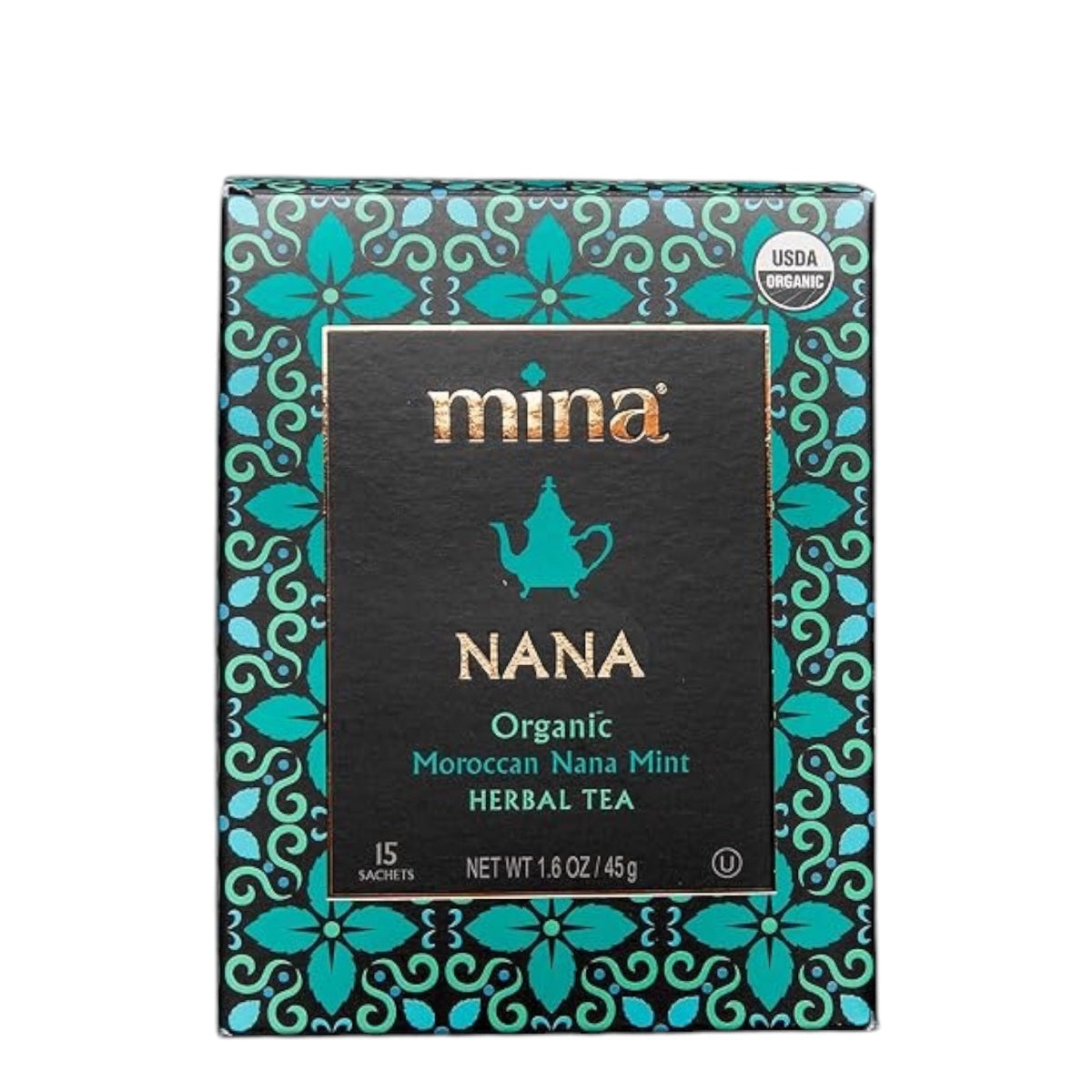 MINA, NANA , ORGANIC MOROCCAN NANA  MINT HERBAL TEA , 15 SACHETS