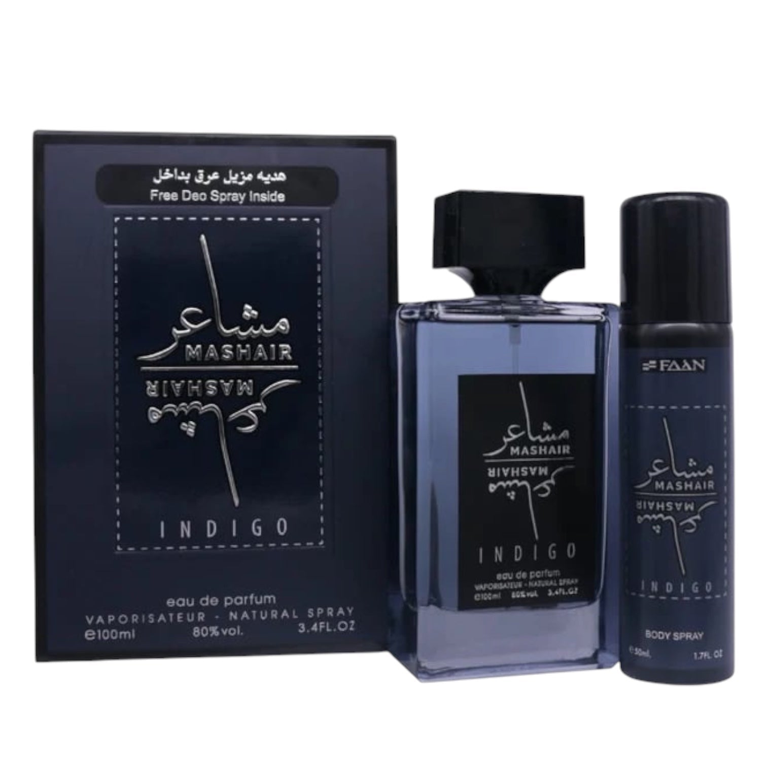 FAAN MASHAIR, INDIGO, EAU DE PARFUM, FREE DEO SPRAY INSIDE