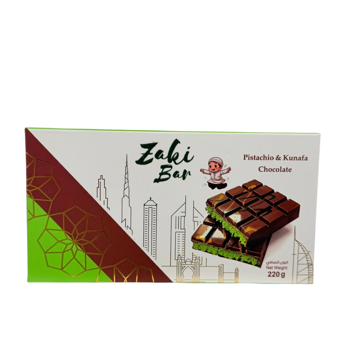 Zaki Bar Pistachio & Kunafa Chocolate 220g