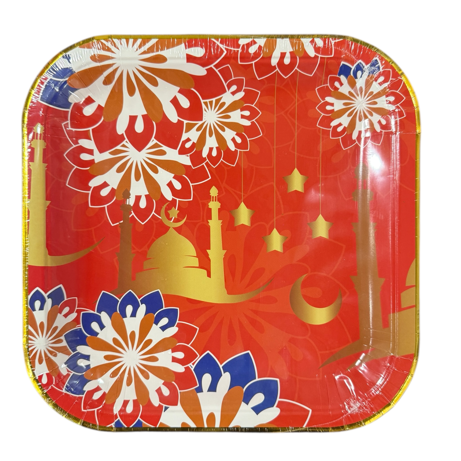 Ramadan Decorative Paper Plates 10 Pcs - زينة رمضان صحن مربع