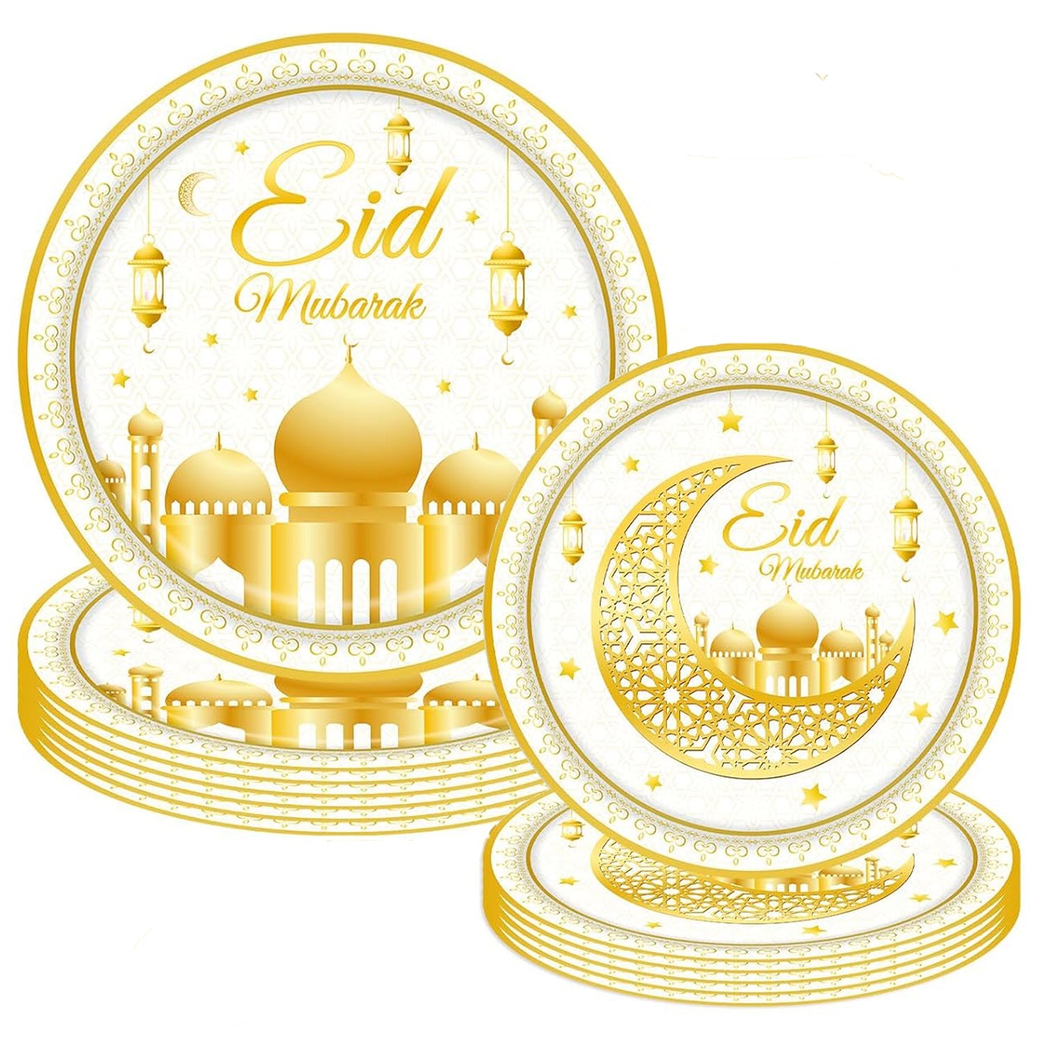 Eid Mubarak Paper Plates 10 Pcs - زينة رمضان صحن دايري