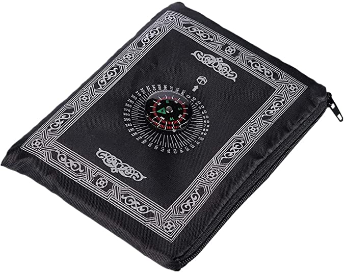 Travel Prayer Mat With Compass Pocket Sized - Black