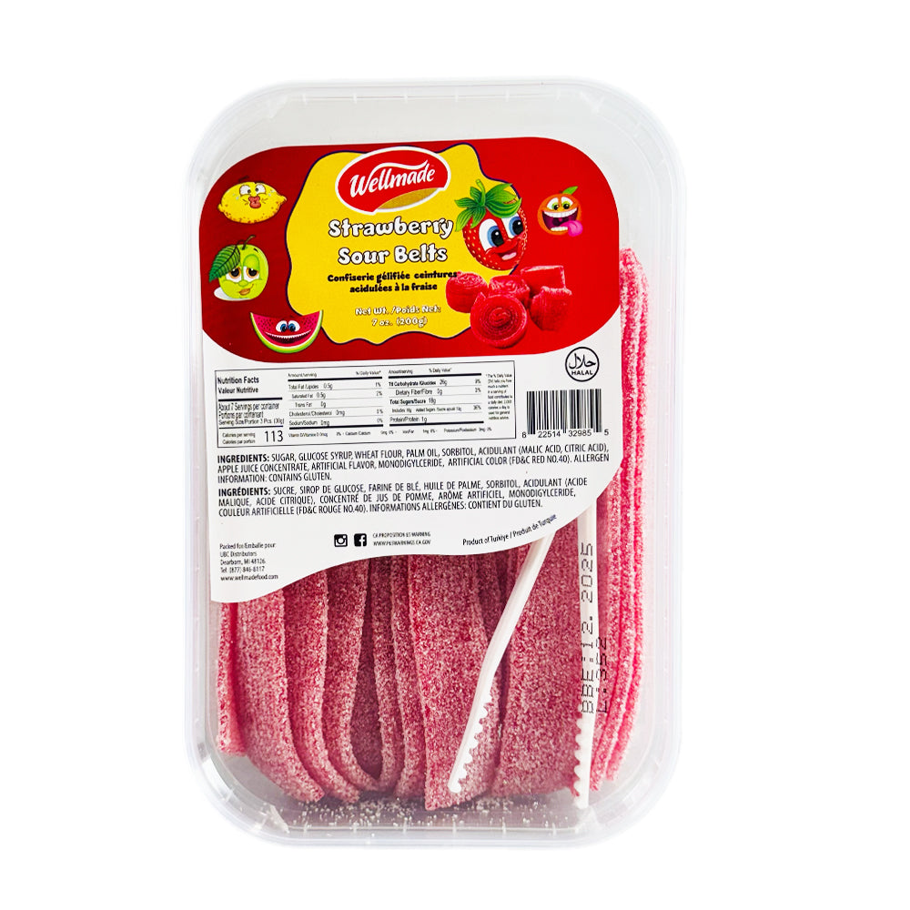 Halal Sour Gummy Strawberry Belts