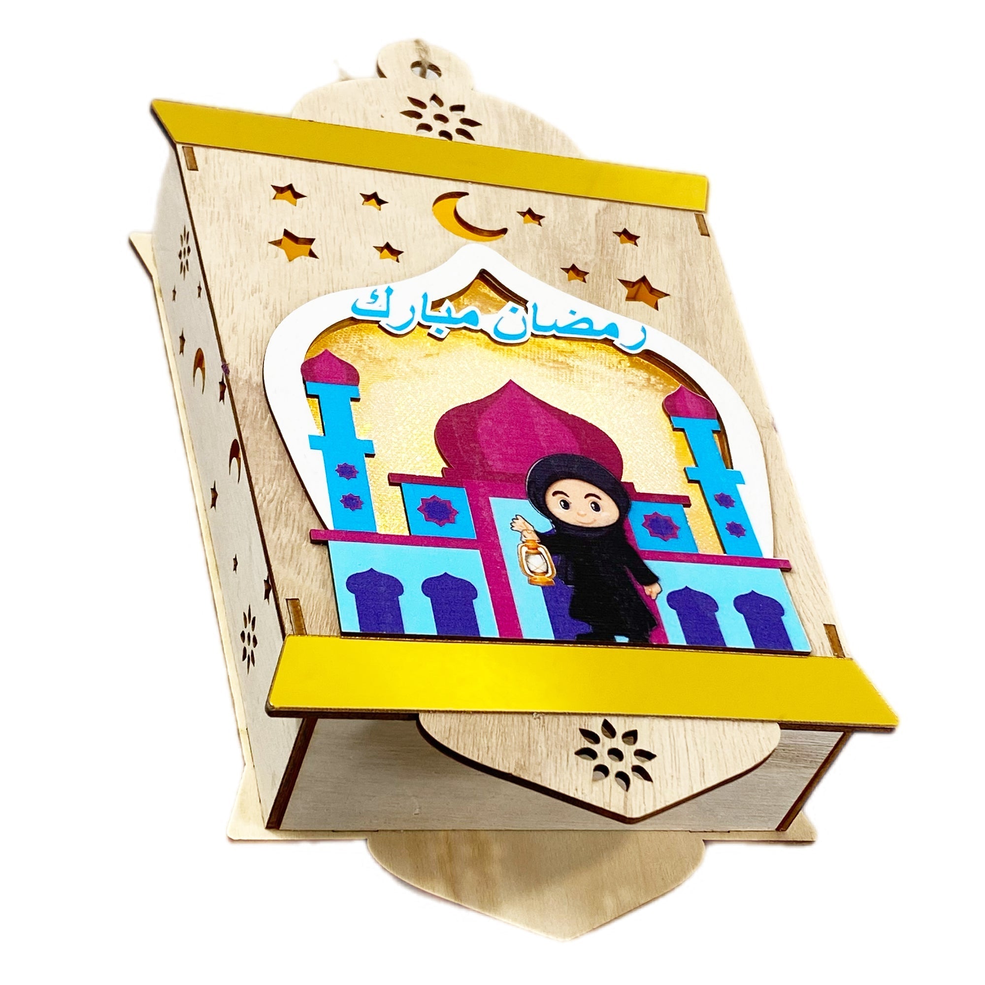 Large Wooden Ramadan Lantern Light Decoration -Rmd33- فانوس ضوئي خشب رمضان كبير